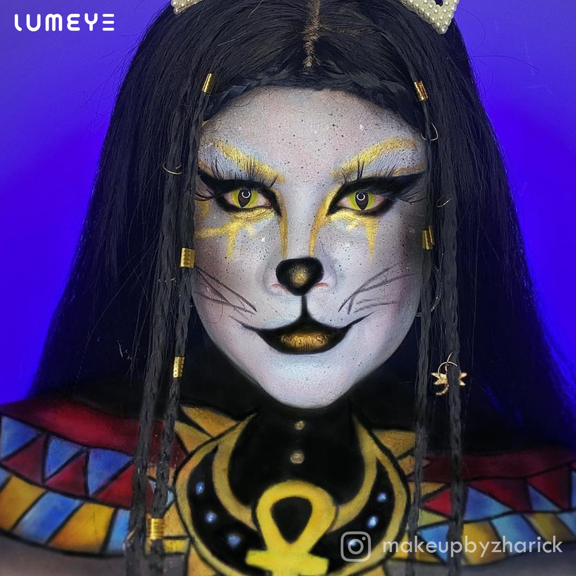 Best COLORED CONTACTS - LUMEYE Cat Eye Yellow Colored Contact Lenses - LUMEYE