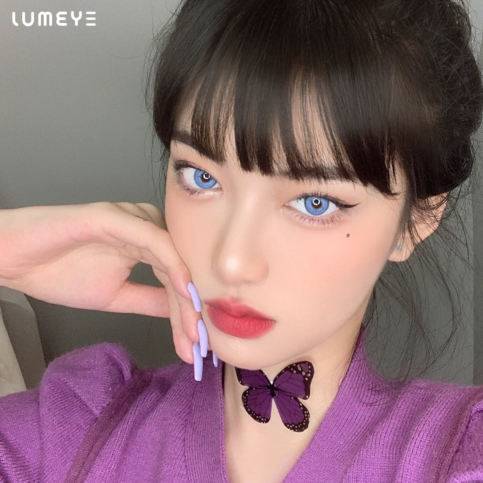 Best COLORED CONTACTS - LUMEYE Glowing Sunset Blue Colored Contact Lenses - LUMEYE