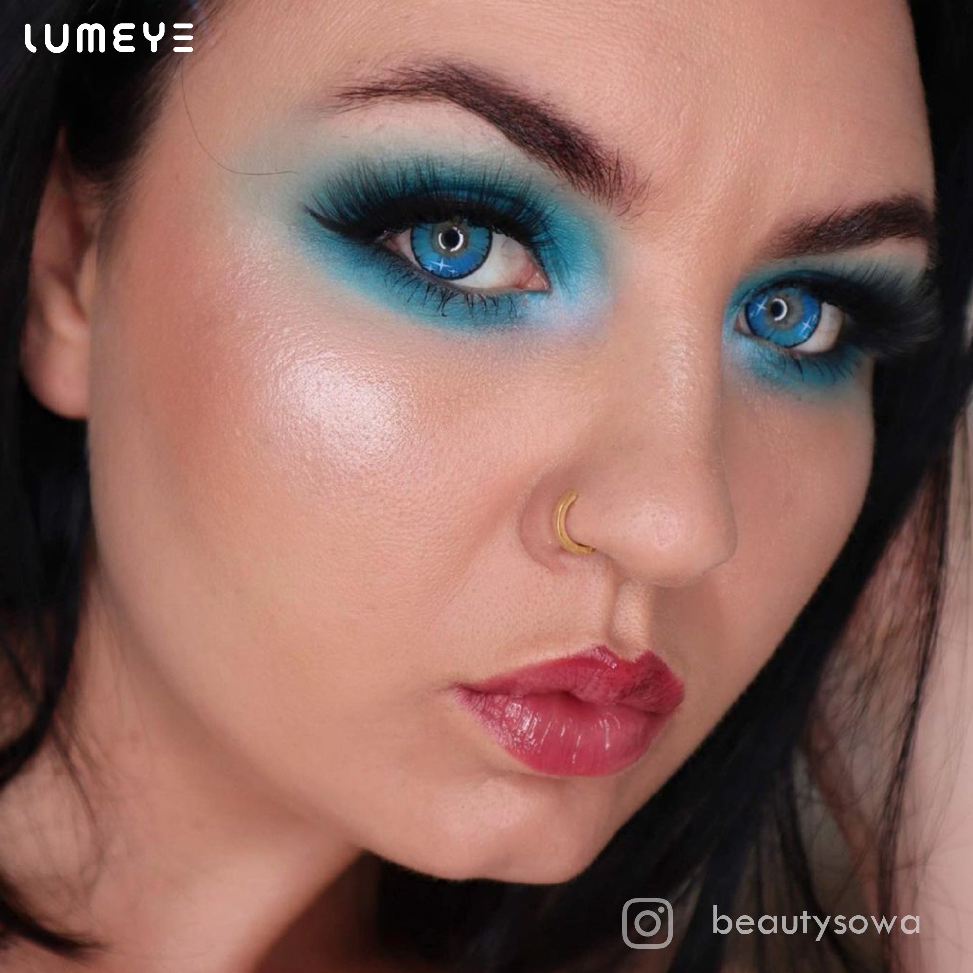 Best COLORED CONTACTS - LUMEYE Gradient Star Blue Colored Contact Lenses - LUMEYE
