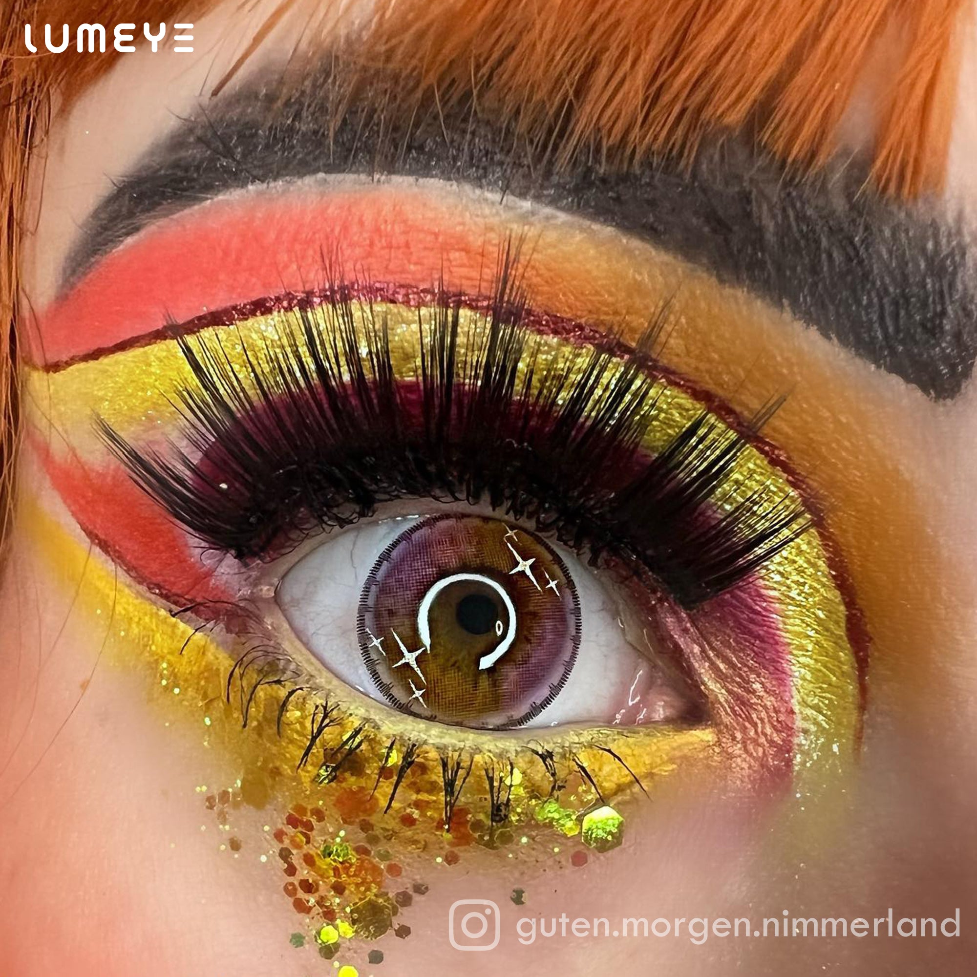 Best COLORED CONTACTS - LUMEYE Gradient Star Orange Colored Contact Lenses - LUMEYE