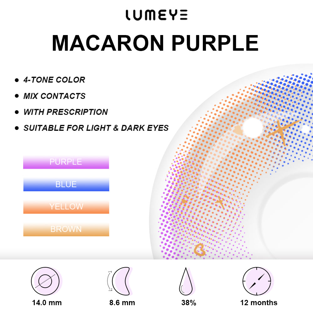 Best COLORED CONTACTS - LUMEYE Macaron Purple Colored Contact Lenses - LUMEYE