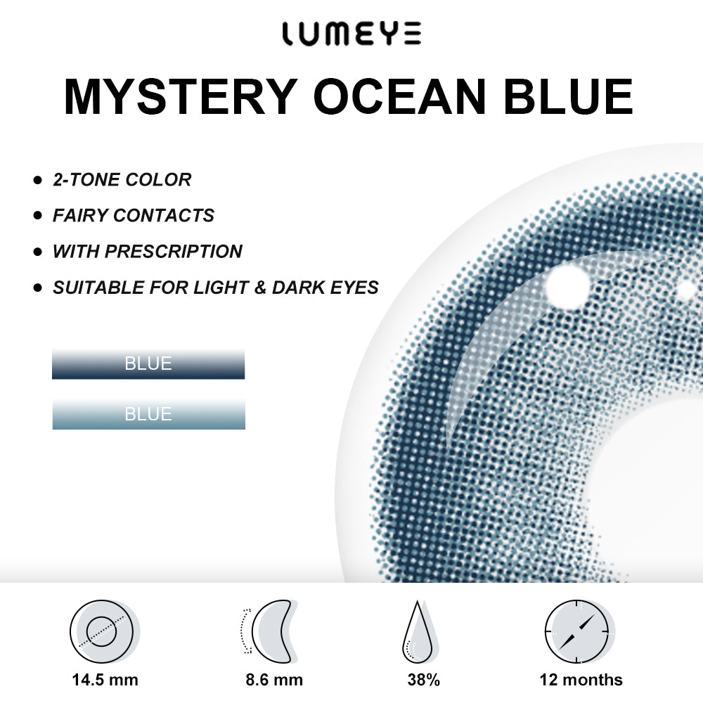 Best COLORED CONTACTS - LUMEYE Mystery Ocean Blue Colored Contact Lenses - LUMEYE