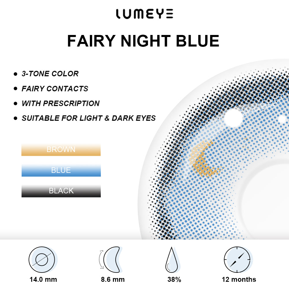 Best COLORED CONTACTS - LUMEYE Fairy Night Blue Colored Contact Lenses - LUMEYE