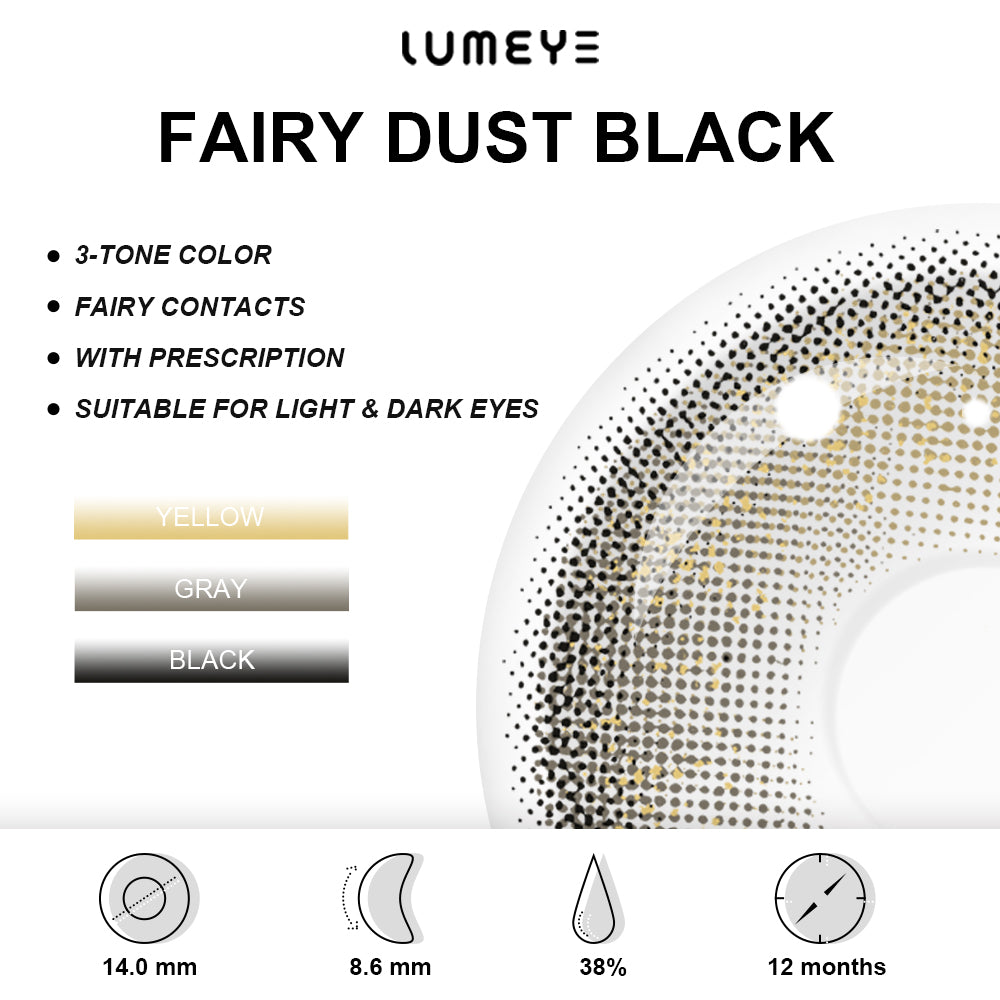Best COLORED CONTACTS - LUMEYE Fairy Dust Black Colored Contact Lenses - LUMEYE