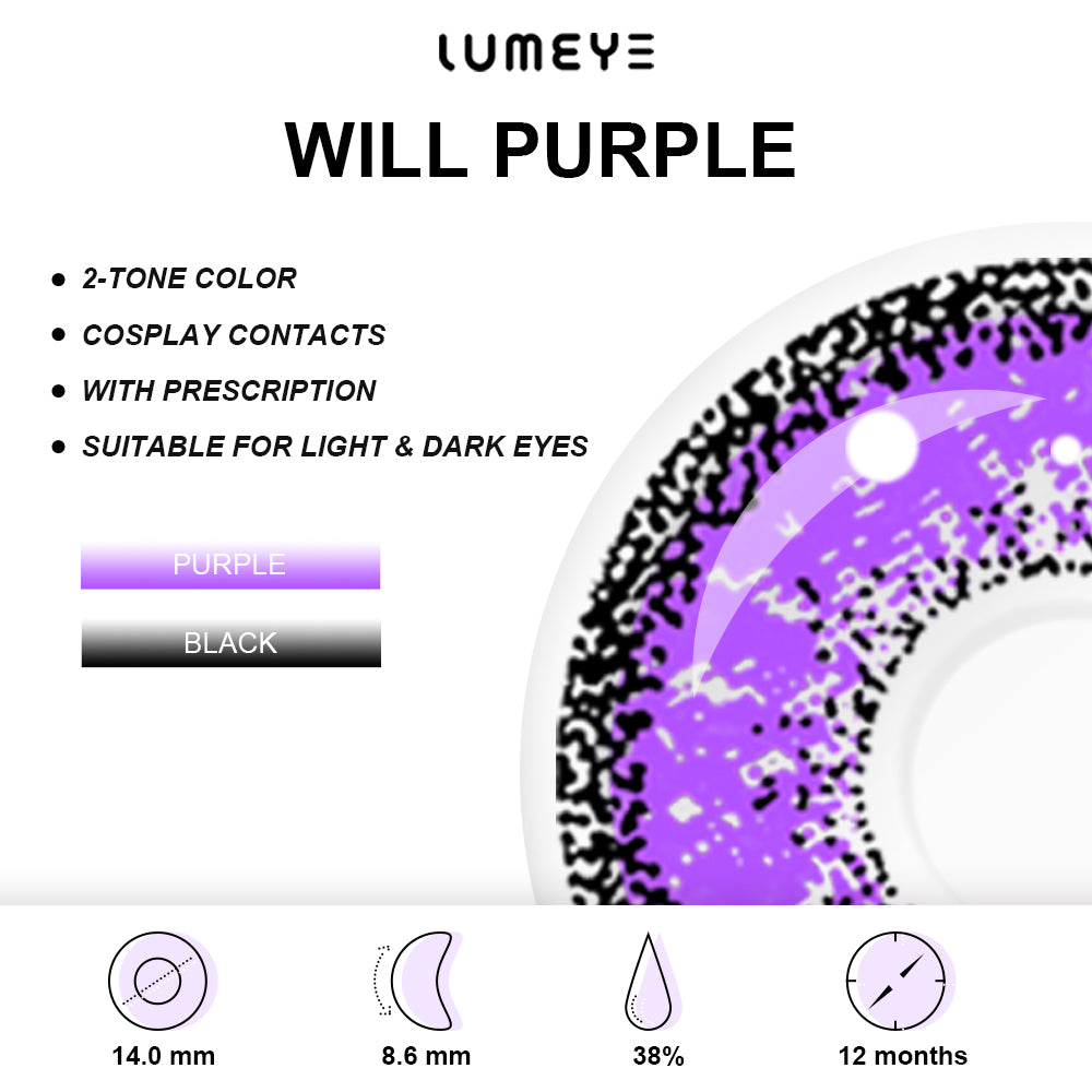 Best COLORED CONTACTS - LUMEYE Will Purple Colored Contact Lenses - LUMEYE