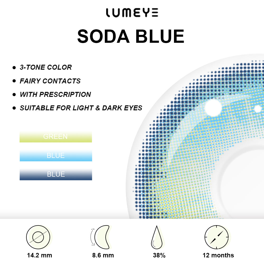 Best COLORED CONTACTS - LUMEYE Soda Blue Colored Contact Lenses - LUMEYE