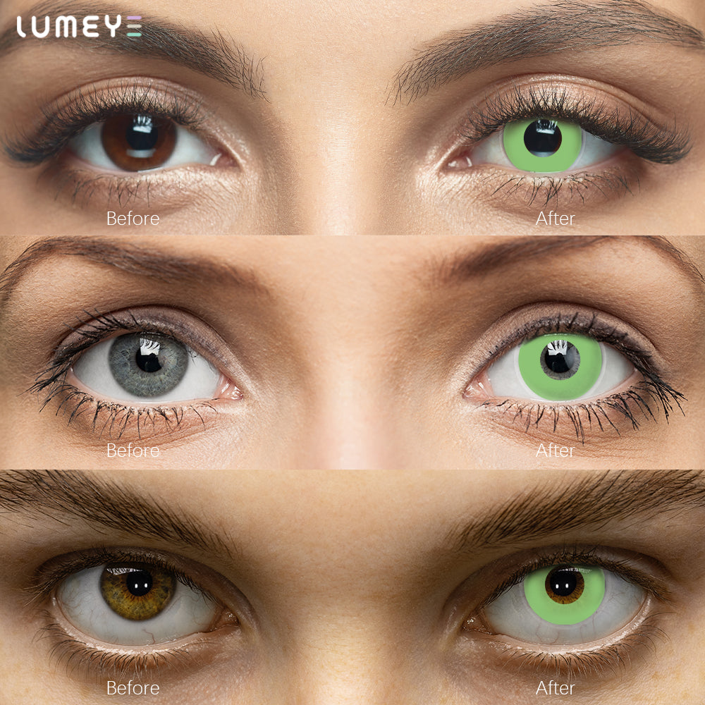 Best COLORED CONTACTS - LUMEYE Pure Green Colored Contact Lenses - LUMEYE