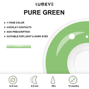 Best COLORED CONTACTS - LUMEYE Pure Green Colored Contact Lenses - LUMEYE