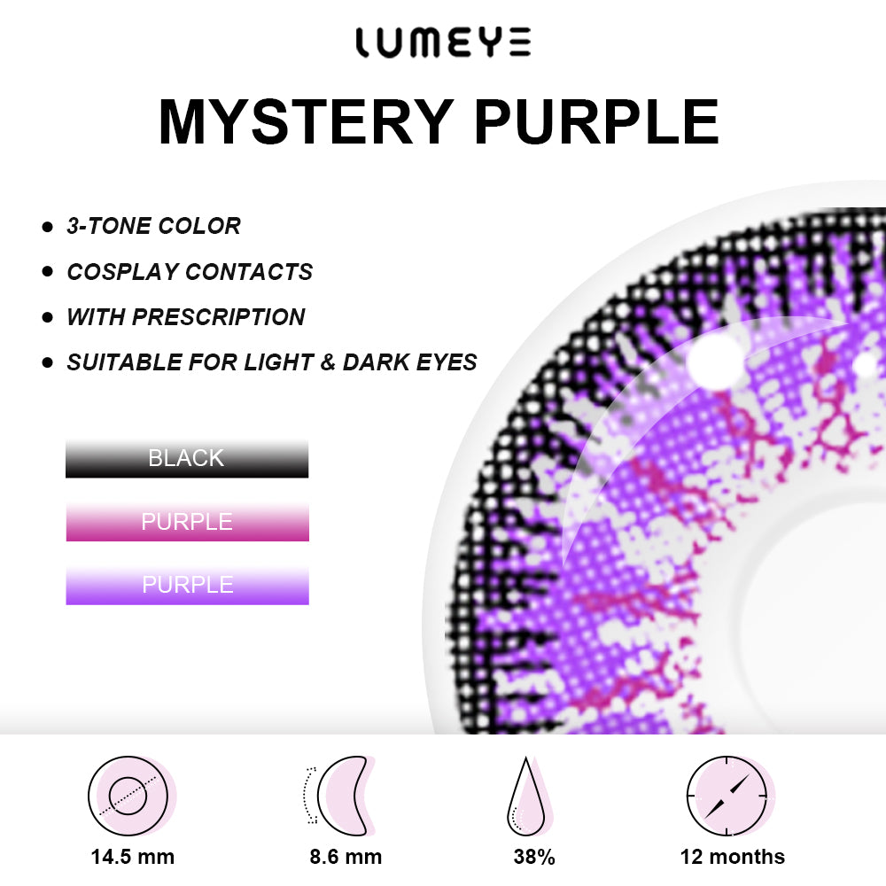 Best COLORED CONTACTS - LUMEYE Mystery Purple Colored Contact Lenses - LUMEYE
