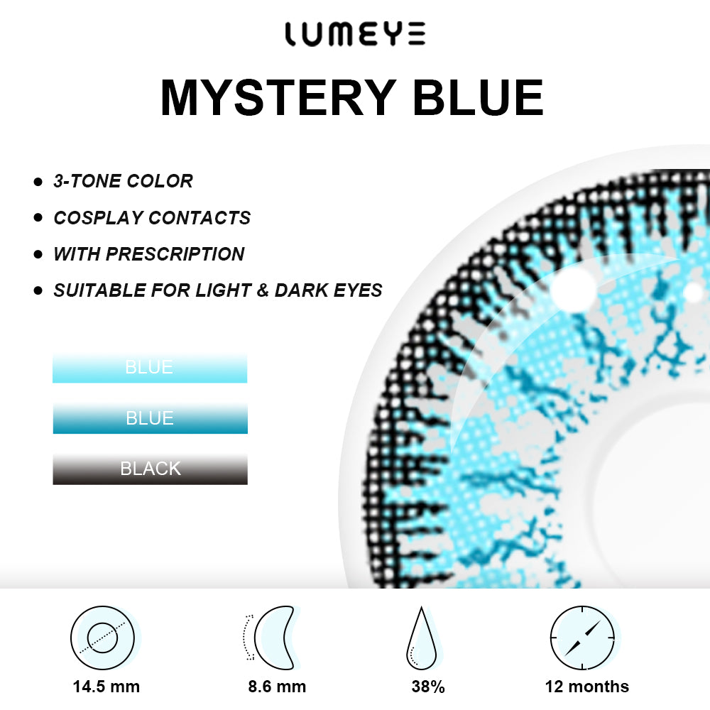 Best COLORED CONTACTS - LUMEYE Mystery Blue Colored Contact Lenses - LUMEYE
