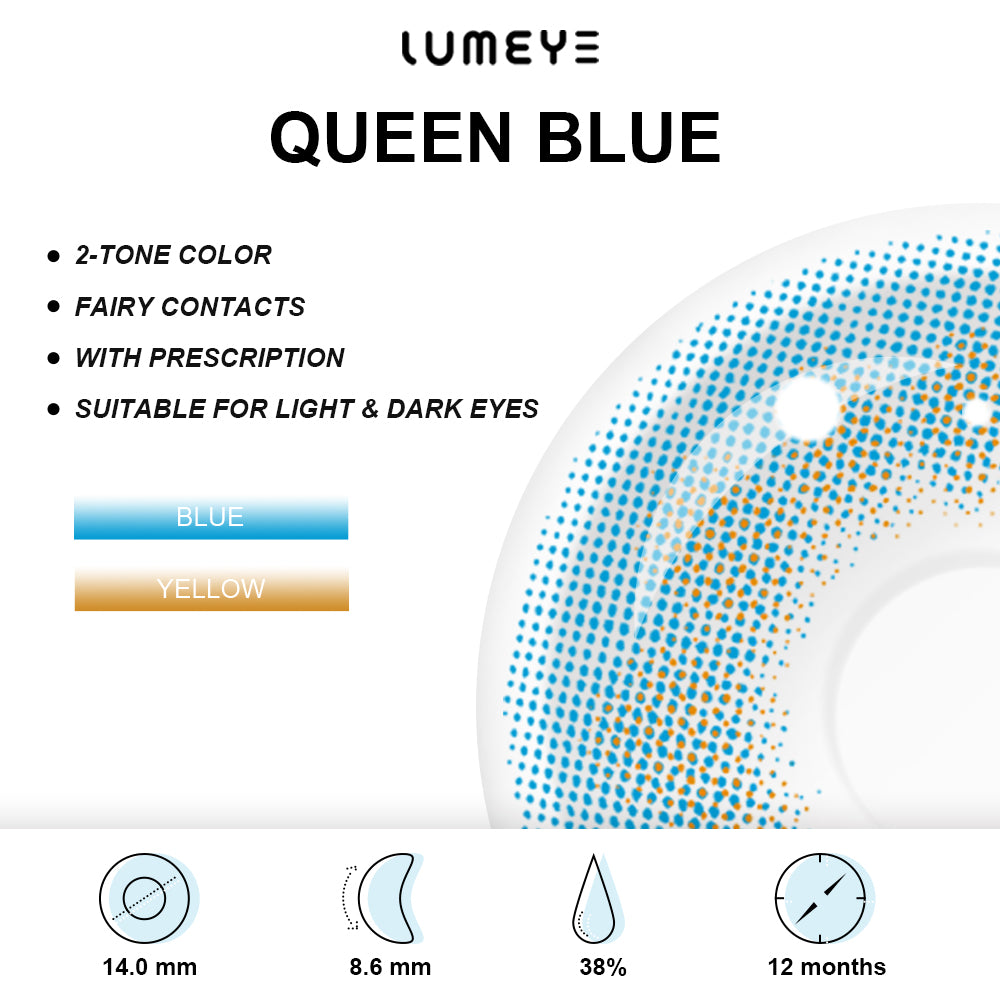 Best COLORED CONTACTS - LUMEYE Queen Blue Colored Contact Lenses - LUMEYE