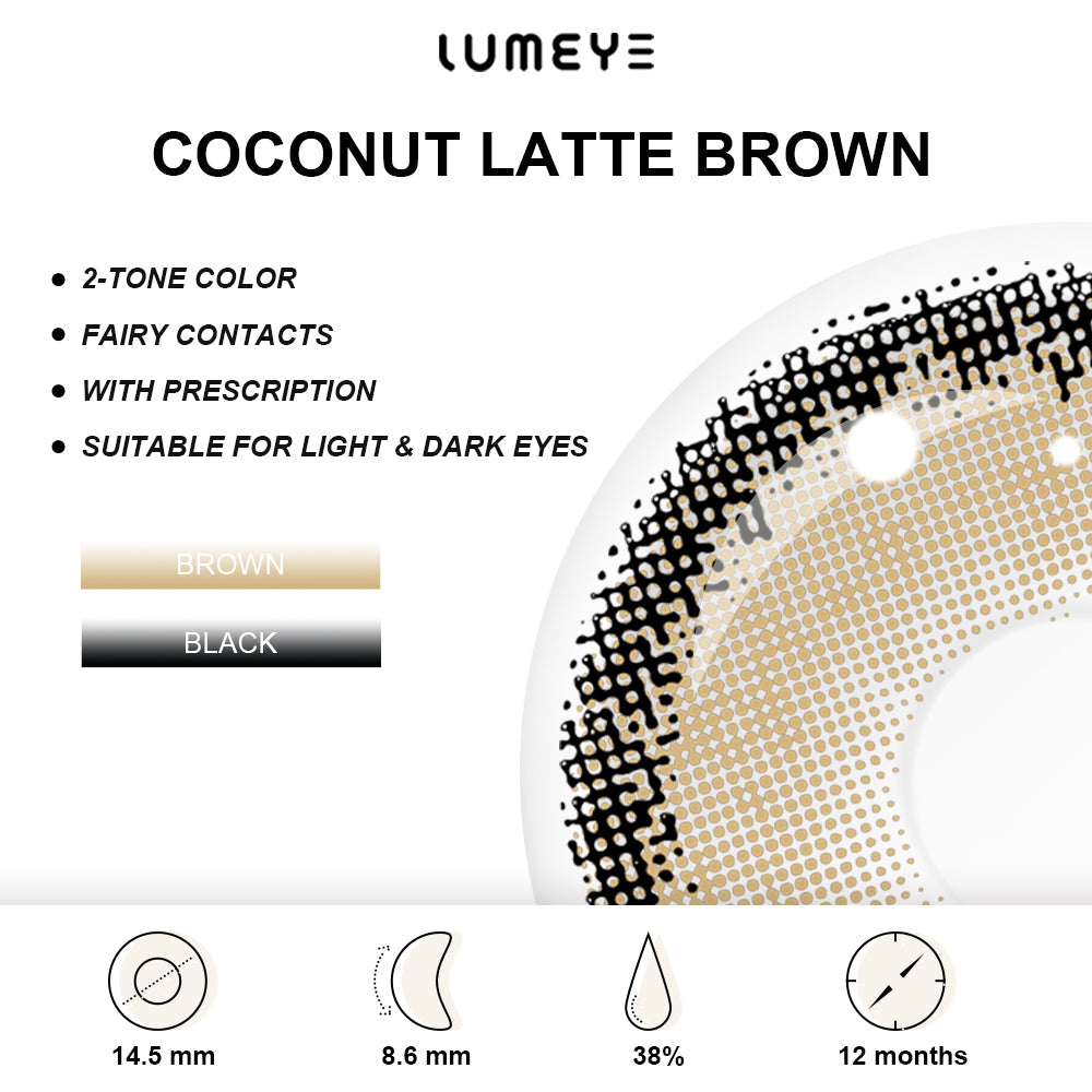Best COLORED CONTACTS - LUMEYE Coconut Latte Brown Colored Contact Lenses - LUMEYE