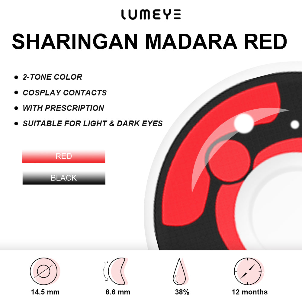 Best COLORED CONTACTS - LUMEYE Sharingan Madara Red Colored Contact Lenses - LUMEYE