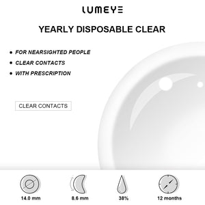 Best COLORED CONTACTS - LUMEYE Yearly Disposable Clear Contact Lenses (2 pcs) - LUMEYE