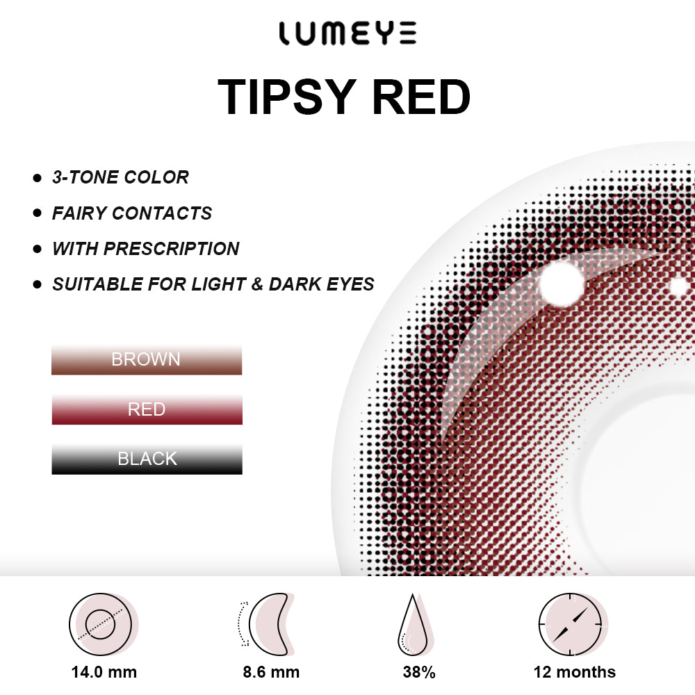 Best COLORED CONTACTS - LUMEYE Tipsy Red Colored Contact Lenses - LUMEYE