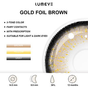 Best COLORED CONTACTS - LUMEYE Gold Foil Brown Colored Contact Lenses - LUMEYE