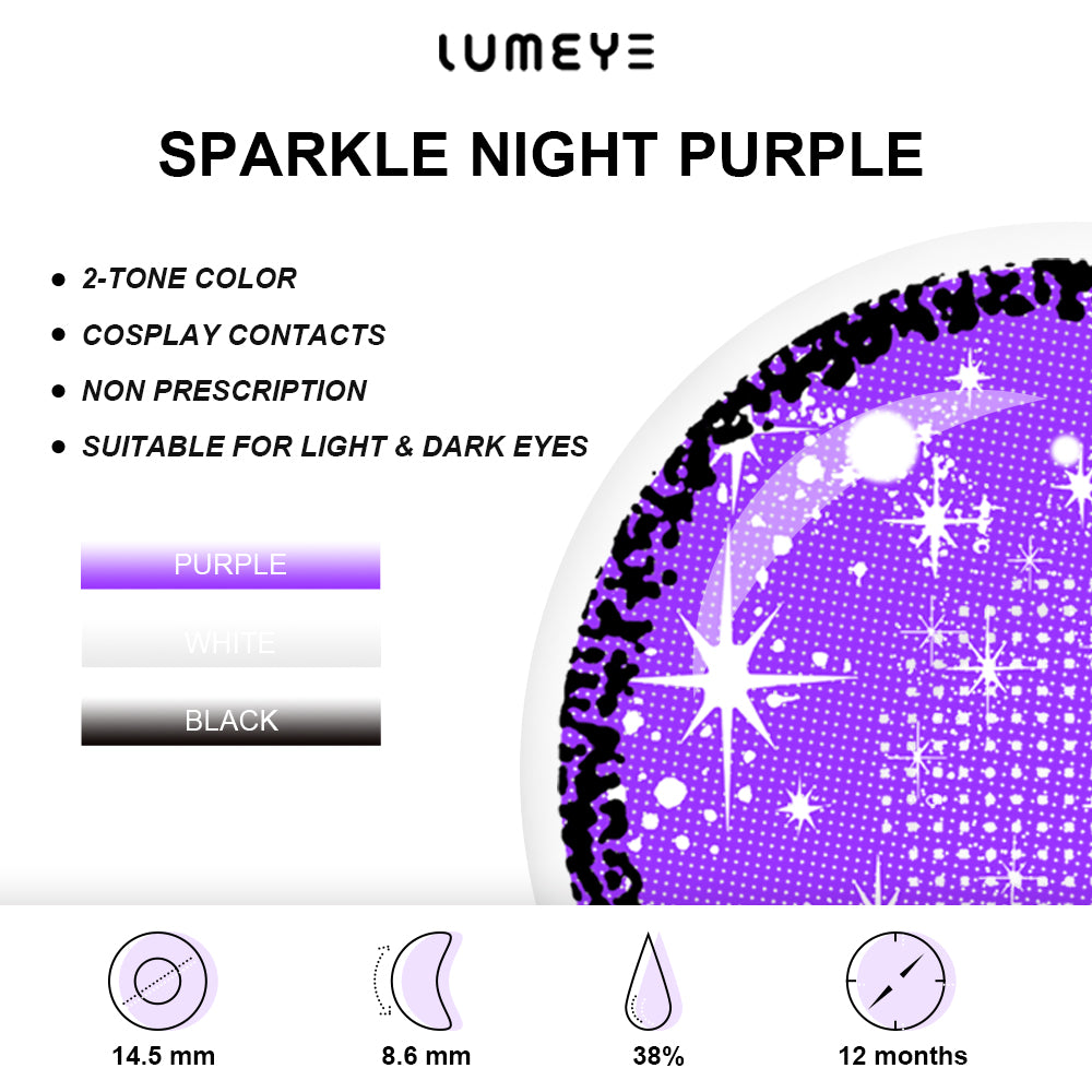 Best COLORED CONTACTS - LUMEYE Sparkle Night Purple Colored Contact Lenses - LUMEYE