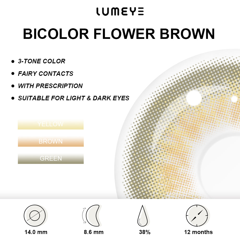 Best COLORED CONTACTS - LUMEYE Bicolor Flower Brown Colored Contact Lenses - LUMEYE