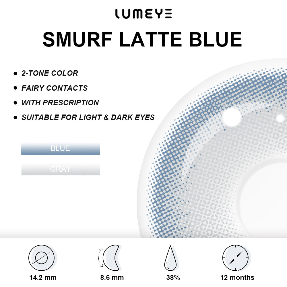 Best COLORED CONTACTS - LUMEYE Smurf Latte Blue Colored Contact Lenses - LUMEYE