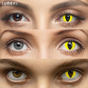 Best COLORED CONTACTS - LUMEYE Cat Eye Yellow Colored Contact Lenses - LUMEYE