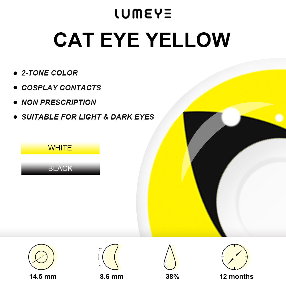 Best COLORED CONTACTS - LUMEYE Cat Eye Yellow Colored Contact Lenses - LUMEYE