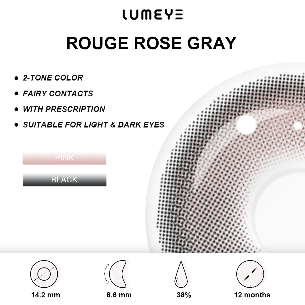 Best COLORED CONTACTS - LUMEYE Rouge Rose Gray Colored Contact Lenses - LUMEYE