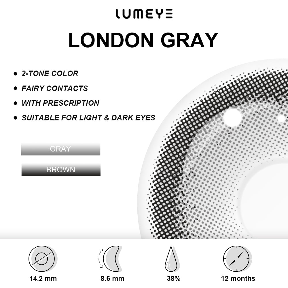 Best COLORED CONTACTS - LUMEYE London Gray Colored Contact Lenses - LUMEYE