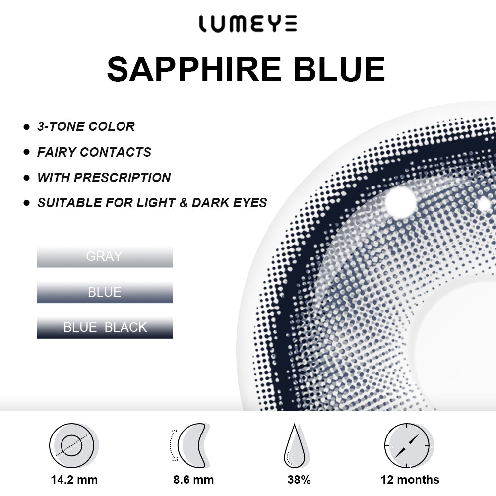 Best COLORED CONTACTS - LUMEYE Sapphire Blue Colored Contact Lenses - LUMEYE