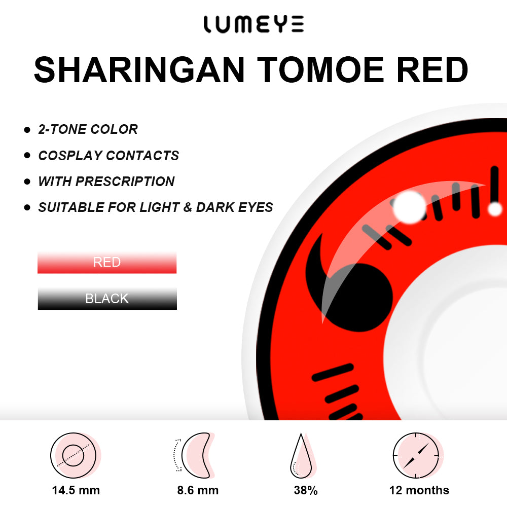Best COLORED CONTACTS - LUMEYE Sharingan Tomoe Red Colored Contact Lenses - LUMEYE