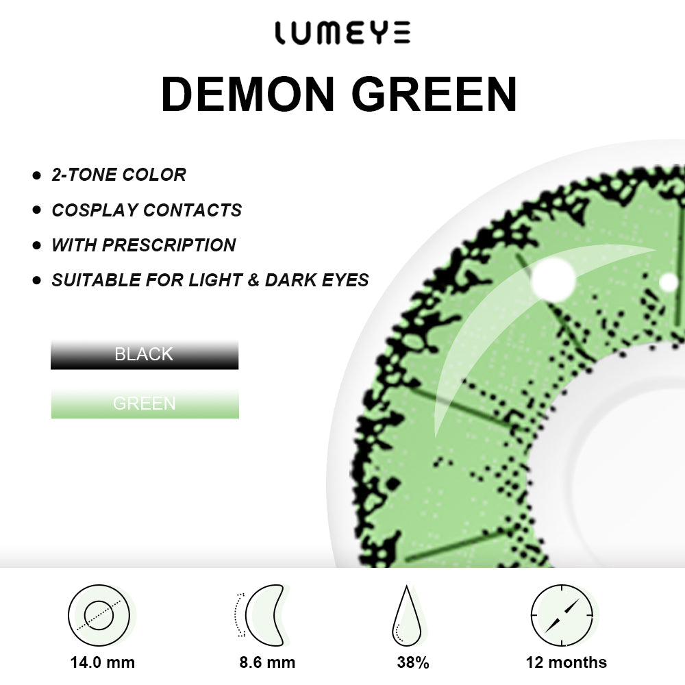 Best COLORED CONTACTS - LUMEYE Demon Green Colored Contact Lenses - LUMEYE