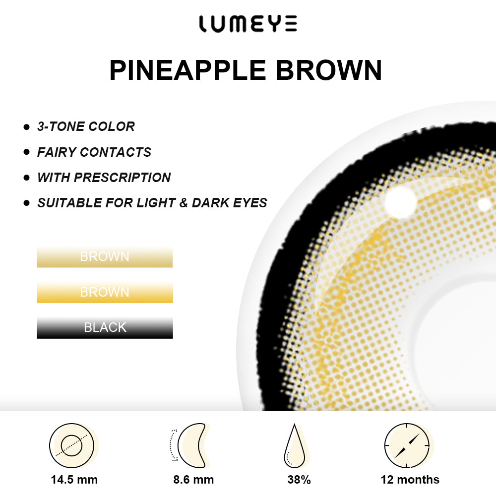 Best COLORED CONTACTS - LUMEYE Pineapple Brown Colored Contact Lenses - LUMEYE