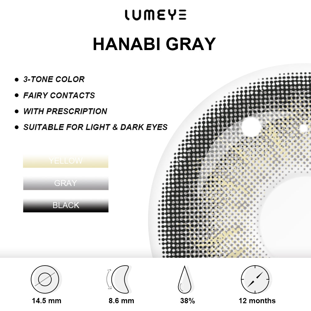 Best COLORED CONTACTS - LUMEYE Hanabi Gray Colored Contact Lenses - LUMEYE