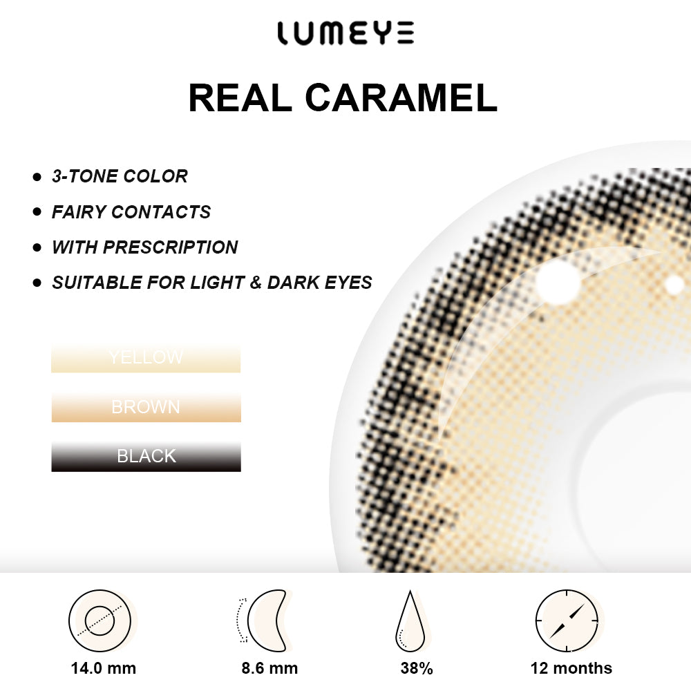 Best COLORED CONTACTS - LUMEYE Real Caramel Colored Contact Lenses - LUMEYE