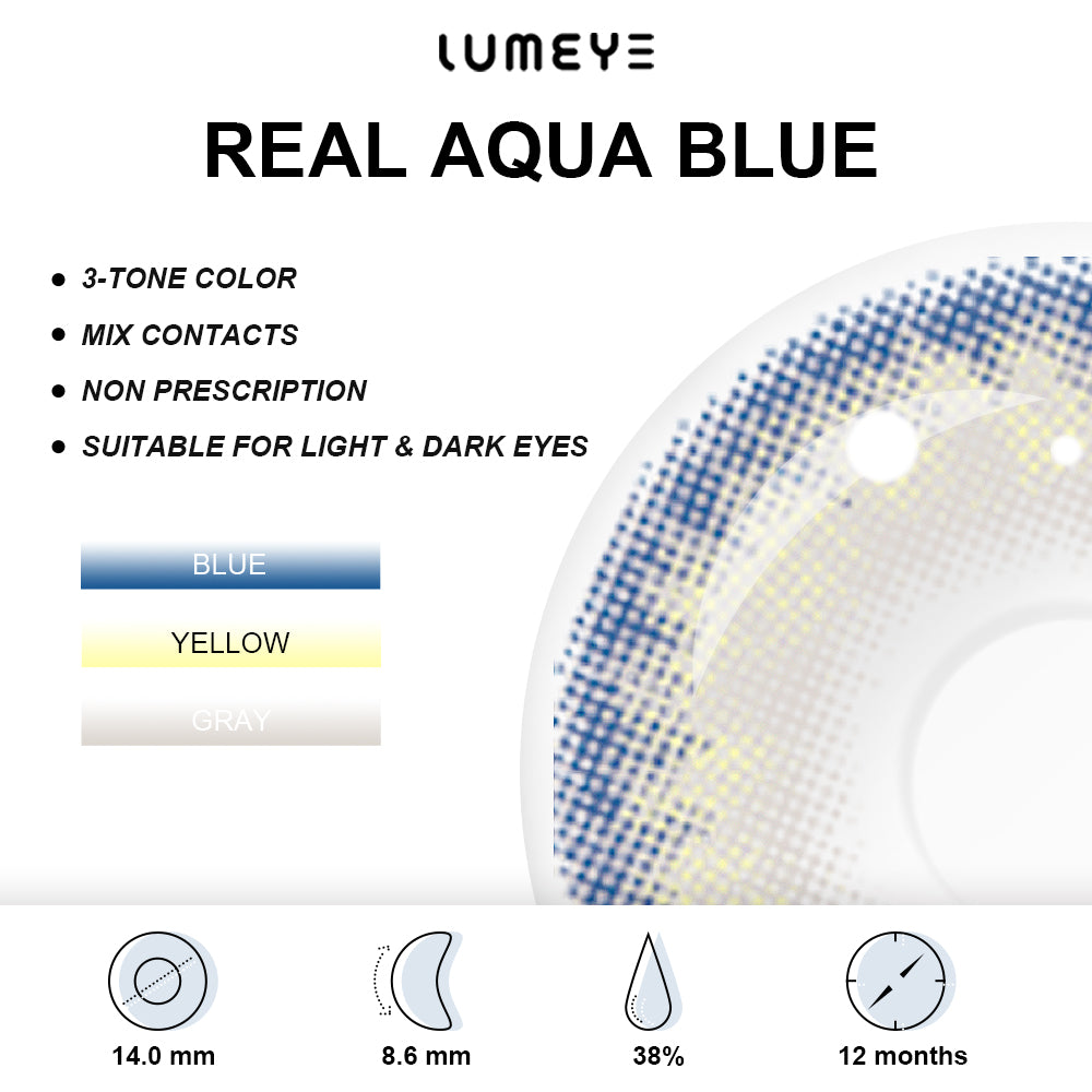 Best COLORED CONTACTS - LUMEYE Real Aqua Blue Colored Contact Lenses - LUMEYE